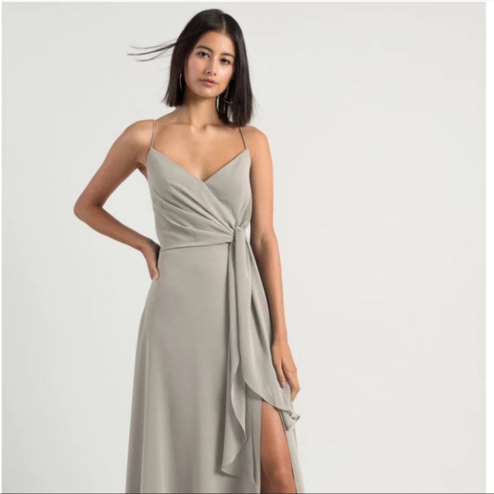 Jenny Yoo Amara Luxe Chiffon in Earl Grey Size 6 NWT